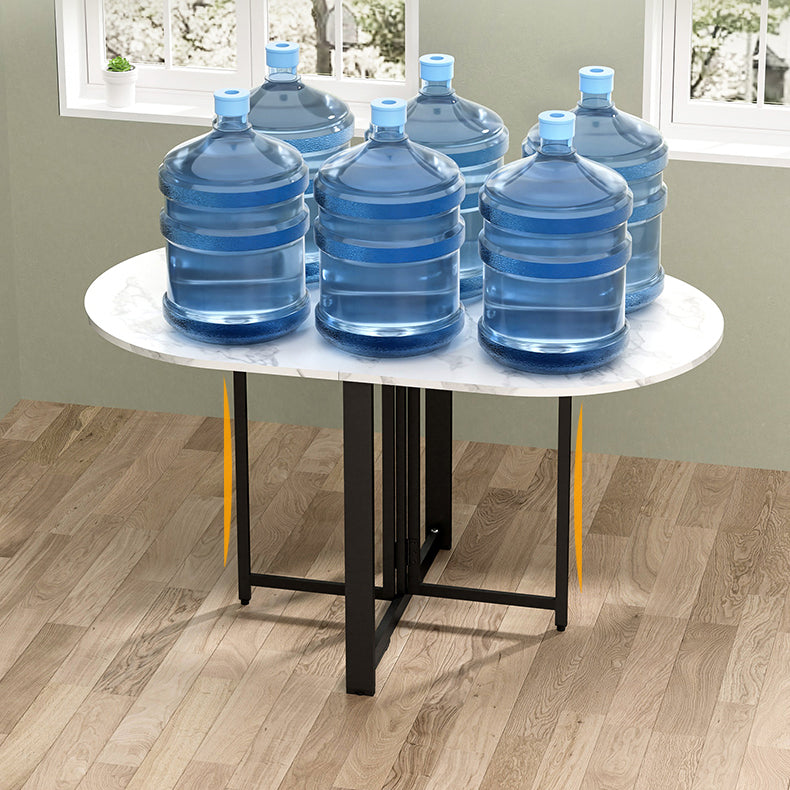 Modern Style Dining Table White Oval Drop-Leaf Dining Table for Home Use Clearhalo ' dining_table' 'Dining Tables & Seating' 'Dining Tables' 'Furniture' 'furniture_dining_table' 'Kitchen & Dining Furniture' 'kitchen&dining_furn' 'kitchen' 'kitchen_dining_table' 4133645