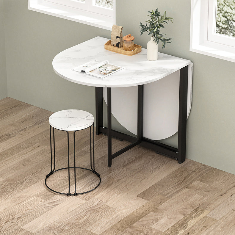 Modern Style Dining Table White Oval Drop-Leaf Dining Table for Home Use Clearhalo ' dining_table' 'Dining Tables & Seating' 'Dining Tables' 'Furniture' 'furniture_dining_table' 'Kitchen & Dining Furniture' 'kitchen&dining_furn' 'kitchen' 'kitchen_dining_table' 4133646