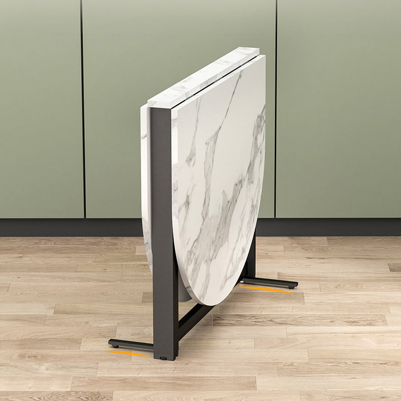 Modern Style Dining Table White Oval Drop-Leaf Dining Table for Home Use Clearhalo ' dining_table' 'Dining Tables & Seating' 'Dining Tables' 'Furniture' 'furniture_dining_table' 'Kitchen & Dining Furniture' 'kitchen&dining_furn' 'kitchen' 'kitchen_dining_table' 4133650