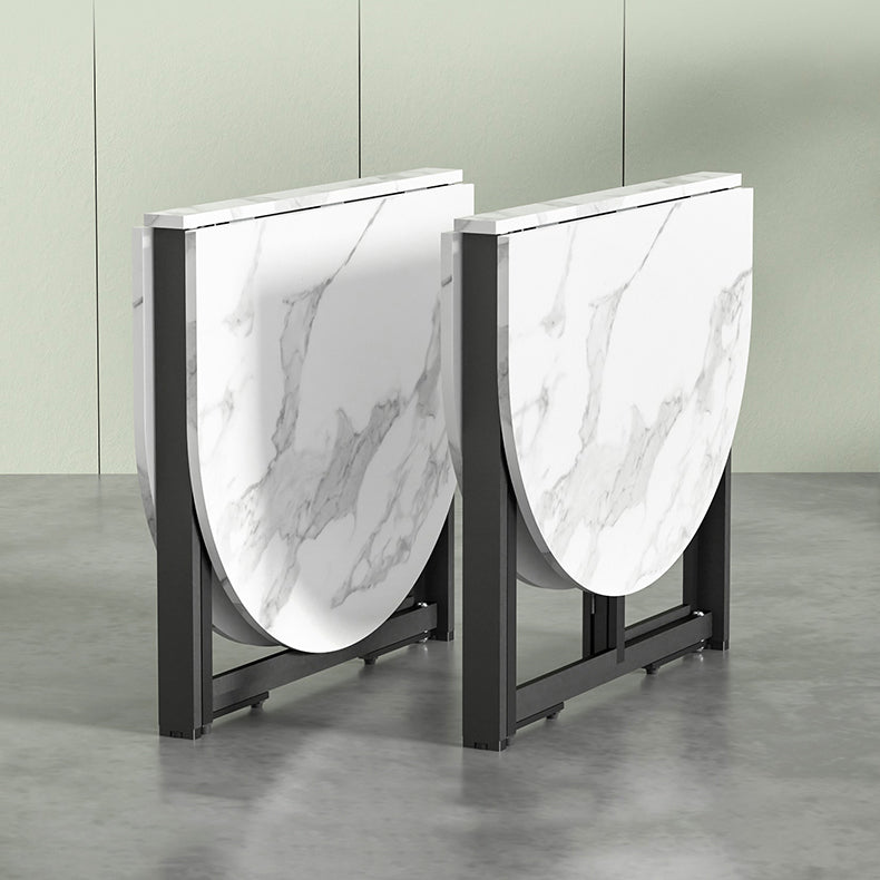 Modern Style Dining Table White Oval Drop-Leaf Dining Table for Home Use Clearhalo ' dining_table' 'Dining Tables & Seating' 'Dining Tables' 'Furniture' 'furniture_dining_table' 'Kitchen & Dining Furniture' 'kitchen&dining_furn' 'kitchen' 'kitchen_dining_table' 4133651