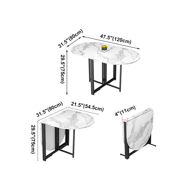 Modern Style Dining Table White Oval Drop-Leaf Dining Table for Home Use Clearhalo ' dining_table' 'Dining Tables & Seating' 'Dining Tables' 'Furniture' 'furniture_dining_table' 'Kitchen & Dining Furniture' 'kitchen&dining_furn' 'kitchen' 'kitchen_dining_table' 4133652