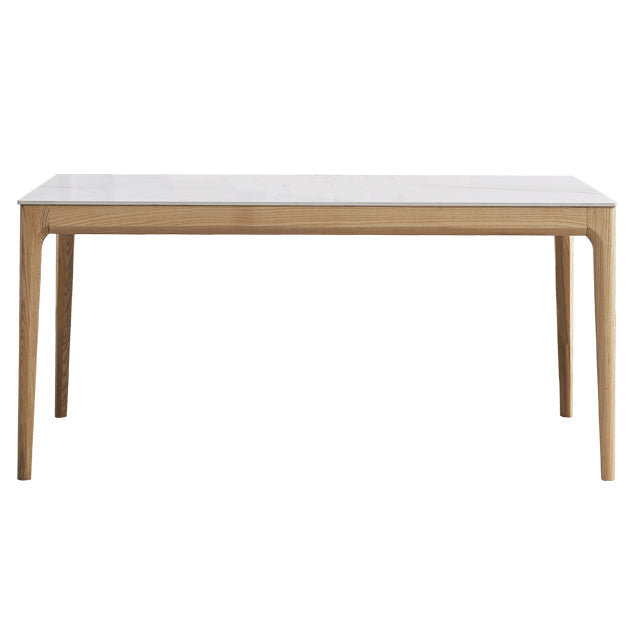 Mid-Century Modern Rectangle Table White Sintered Stone Table with 4 Ash Solid Wood Legs Without Chairs Clearhalo ' dining_table' 'Dining Tables & Seating' 'Dining Tables' 'furn' 'furn_dining_table' 'Furniture' 'furniture_dining_table' 'Kitchen & Dining Furniture' 'kitchen&dining_furn' 'kitchen' 'kitchen_dining_table' 4133658