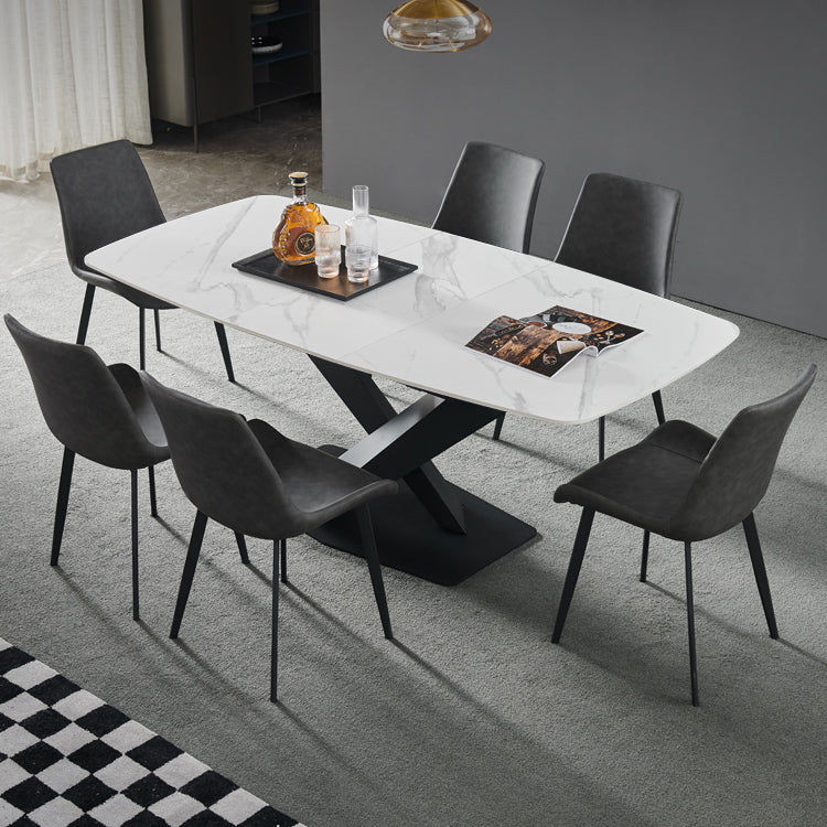 Rectangle Dining Site Table Contemporary Stone Dining Room Collection with Pedestal Clearhalo ' dining_table' 'Dining Tables & Seating' 'Dining Tables' 'furn' 'furn_dining_table' 'Furniture' 'furniture_dining_table' 'Kitchen & Dining Furniture' 'kitchen&dining_furn' 'kitchen' 'kitchen_dining_table' 4133670