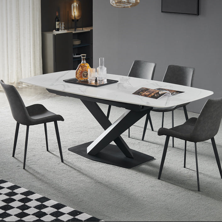 Rectangle Dining Site Table Contemporary Stone Dining Room Collection with Pedestal Clearhalo ' dining_table' 'Dining Tables & Seating' 'Dining Tables' 'furn' 'furn_dining_table' 'Furniture' 'furniture_dining_table' 'Kitchen & Dining Furniture' 'kitchen&dining_furn' 'kitchen' 'kitchen_dining_table' 4133671