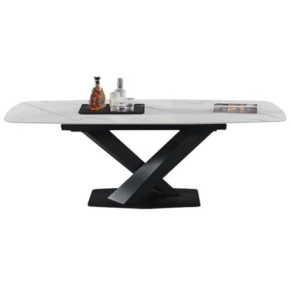 Rectangle Dining Site Table Contemporary Stone Dining Room Collection with Pedestal Without Chairs Clearhalo ' dining_table' 'Dining Tables & Seating' 'Dining Tables' 'furn' 'furn_dining_table' 'Furniture' 'furniture_dining_table' 'Kitchen & Dining Furniture' 'kitchen&dining_furn' 'kitchen' 'kitchen_dining_table' 4133674