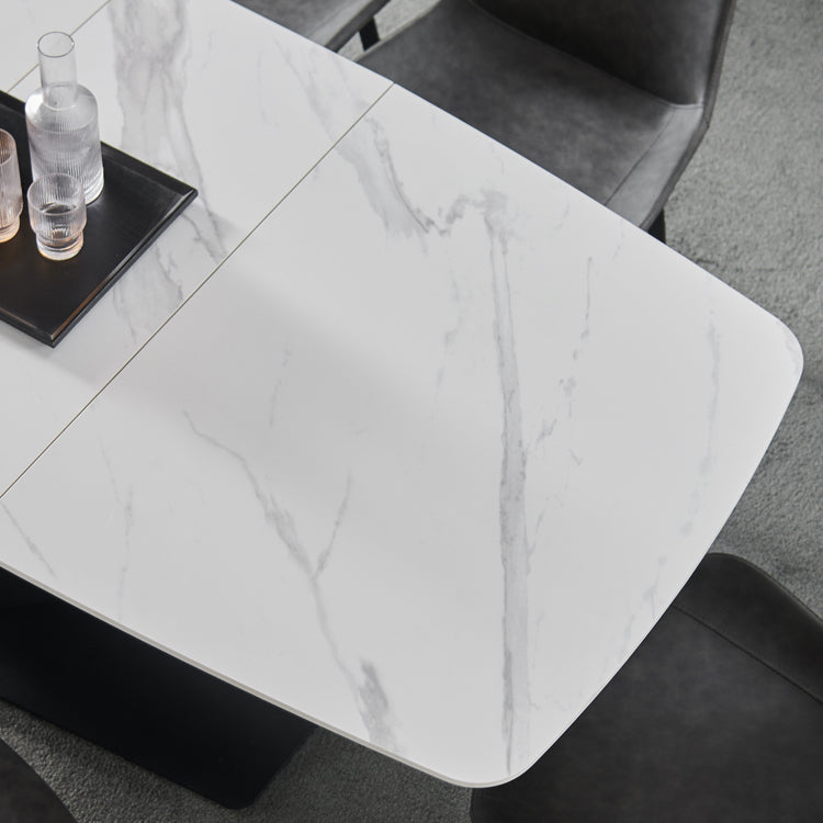 Rectangle Dining Site Table Contemporary Stone Dining Room Collection with Pedestal Clearhalo ' dining_table' 'Dining Tables & Seating' 'Dining Tables' 'furn' 'furn_dining_table' 'Furniture' 'furniture_dining_table' 'Kitchen & Dining Furniture' 'kitchen&dining_furn' 'kitchen' 'kitchen_dining_table' 4133676