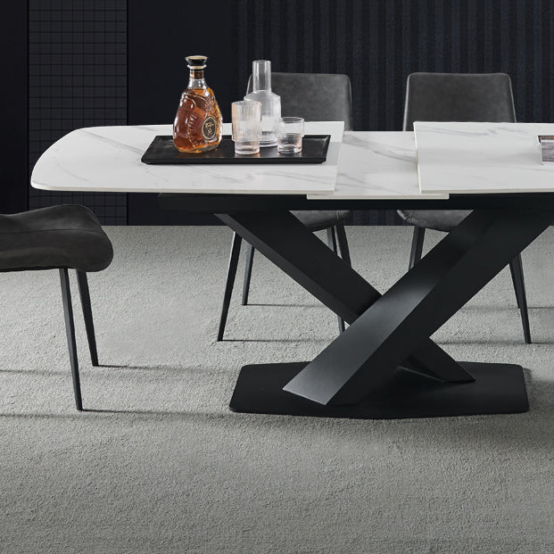 Rectangle Dining Site Table Contemporary Stone Dining Room Collection with Pedestal Clearhalo ' dining_table' 'Dining Tables & Seating' 'Dining Tables' 'furn' 'furn_dining_table' 'Furniture' 'furniture_dining_table' 'Kitchen & Dining Furniture' 'kitchen&dining_furn' 'kitchen' 'kitchen_dining_table' 4133678