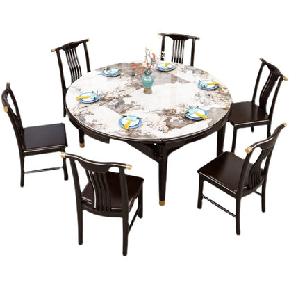 Glam Round Sintered Stone Table Extendable Standard Dining Table for Kitchen Pandora Gold Without Chairs Clearhalo ' dining_table' 'Dining Tables & Seating' 'Dining Tables' 'furn' 'furn_dining_table' 'Furniture' 'furniture_dining_table' 'Kitchen & Dining Furniture' 'kitchen&dining_furn' 'kitchen' 'kitchen_dining_table' 4133700