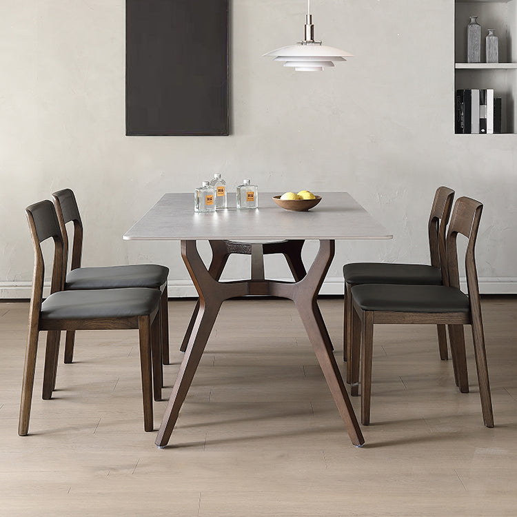 Mid-Century Modern Rectangle Dining Table Grey Sintered Stone Table Clearhalo ' dining_table' 'Dining Tables & Seating' 'Dining Tables' 'furn' 'furn_dining_table' 'Furniture' 'furniture_dining_table' 'Kitchen & Dining Furniture' 'kitchen&dining_furn' 'kitchen' 'kitchen_dining_table' 4133710