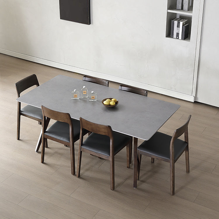 Mid-Century Modern Rectangle Dining Table Grey Sintered Stone Table Clearhalo ' dining_table' 'Dining Tables & Seating' 'Dining Tables' 'furn' 'furn_dining_table' 'Furniture' 'furniture_dining_table' 'Kitchen & Dining Furniture' 'kitchen&dining_furn' 'kitchen' 'kitchen_dining_table' 4133711