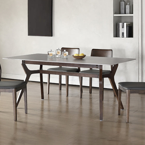 Mid-Century Modern Rectangle Dining Table Grey Sintered Stone Table Clearhalo ' dining_table' 'Dining Tables & Seating' 'Dining Tables' 'furn' 'furn_dining_table' 'Furniture' 'furniture_dining_table' 'Kitchen & Dining Furniture' 'kitchen&dining_furn' 'kitchen' 'kitchen_dining_table' 4133712