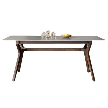 Mid-Century Modern Rectangle Dining Table Grey Sintered Stone Table Without Chairs Clearhalo ' dining_table' 'Dining Tables & Seating' 'Dining Tables' 'furn' 'furn_dining_table' 'Furniture' 'furniture_dining_table' 'Kitchen & Dining Furniture' 'kitchen&dining_furn' 'kitchen' 'kitchen_dining_table' 4133713