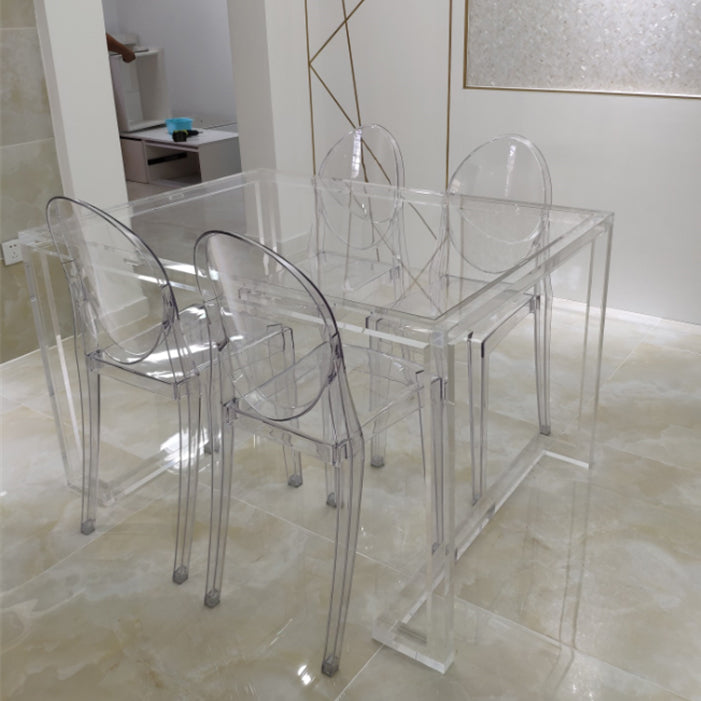 Acrylic Contemporary Rectangular Dining Table Clear Glass Table for Dining Room Clearhalo ' dining_table' 'Dining Tables & Seating' 'Dining Tables' 'furn' 'furn_dining_table' 'Furniture' 'furniture_dining_table' 'Kitchen & Dining Furniture' 'kitchen&dining_furn' 'kitchen' 'kitchen_dining_table' 4133731
