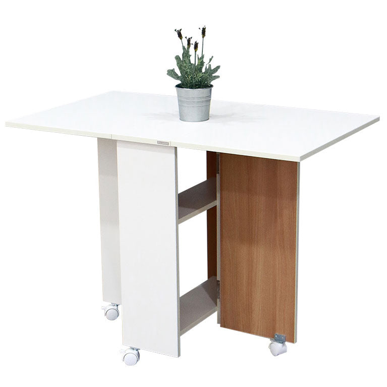 Mid-Century Modern Dining Table 39.37"L Wood Drop-Leaf Dining Table for Home Use White Clearhalo ' dining_table' 'Dining Tables & Seating' 'Dining Tables' 'Furniture' 'furniture_dining_table' 'Kitchen & Dining Furniture' 'kitchen&dining_furn' 'kitchen' 'kitchen_dining_table' 4133738