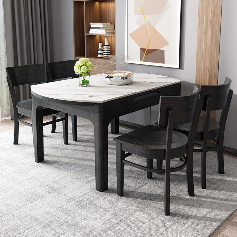Round Contemporary Dining Table Sintered Stone Table with 4 Black Ash Solid Wood Legs Clearhalo ' dining_table' 'Dining Tables & Seating' 'Dining Tables' 'furn' 'furn_dining_table' 'Furniture' 'furniture_dining_table' 'Kitchen & Dining Furniture' 'kitchen&dining_furn' 'kitchen' 'kitchen_dining_table' 4133765