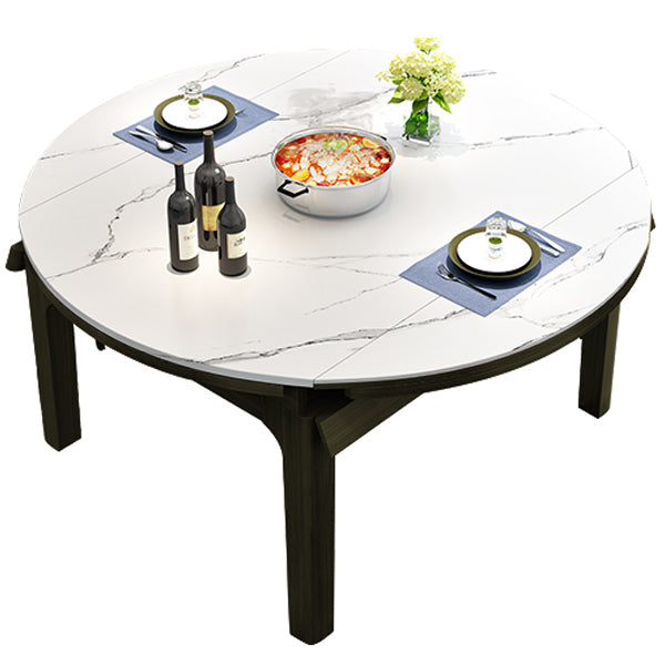 Round Contemporary Dining Table Sintered Stone Table with 4 Black Ash Solid Wood Legs Without Chairs Clearhalo ' dining_table' 'Dining Tables & Seating' 'Dining Tables' 'furn' 'furn_dining_table' 'Furniture' 'furniture_dining_table' 'Kitchen & Dining Furniture' 'kitchen&dining_furn' 'kitchen' 'kitchen_dining_table' 4133768