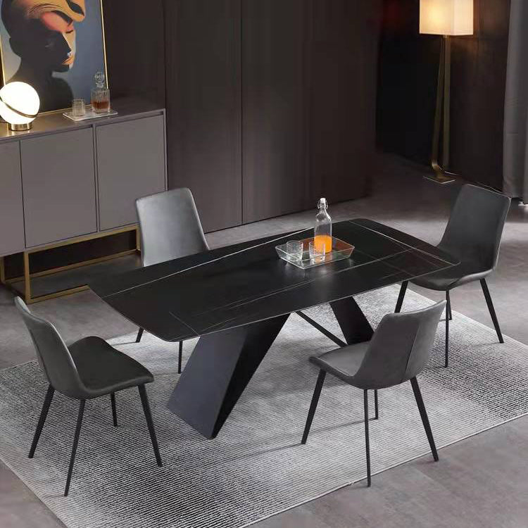 Contemporary Rectangle Dining Table Double Pedestal Furniture for Dining Room Clearhalo ' dining_table' 'Dining Tables & Seating' 'Dining Tables' 'furn' 'furn_dining_table' 'Furniture' 'furniture_dining_table' 'Kitchen & Dining Furniture' 'kitchen&dining_furn' 'kitchen' 'kitchen_dining_table' 4133789