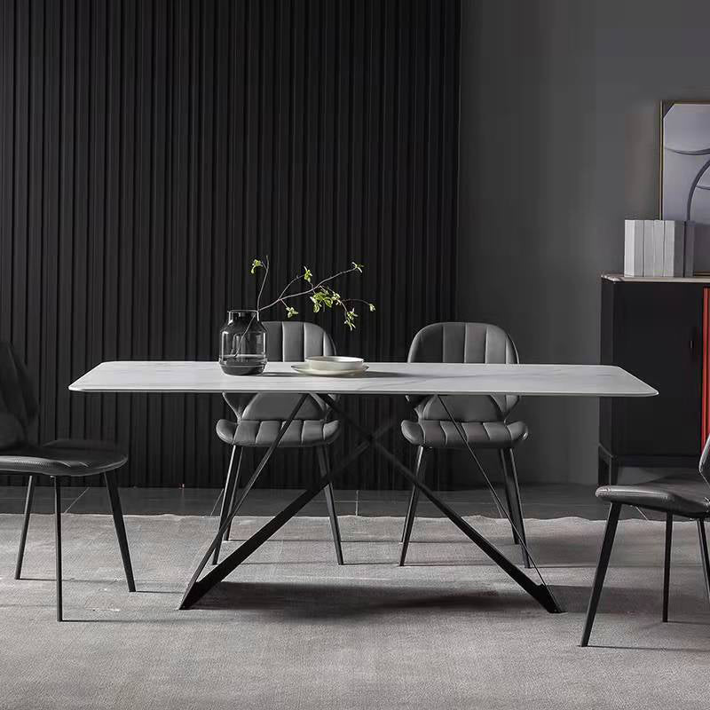 Contemporary Rectangle Dining Table Double Pedestal Furniture for Dining Room Clearhalo ' dining_table' 'Dining Tables & Seating' 'Dining Tables' 'furn' 'furn_dining_table' 'Furniture' 'furniture_dining_table' 'Kitchen & Dining Furniture' 'kitchen&dining_furn' 'kitchen' 'kitchen_dining_table' 4133790