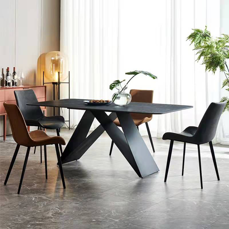 Contemporary Rectangle Dining Table Double Pedestal Furniture for Dining Room Clearhalo ' dining_table' 'Dining Tables & Seating' 'Dining Tables' 'furn' 'furn_dining_table' 'Furniture' 'furniture_dining_table' 'Kitchen & Dining Furniture' 'kitchen&dining_furn' 'kitchen' 'kitchen_dining_table' 4133791
