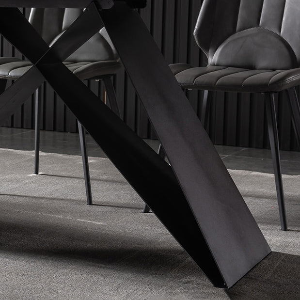 Contemporary Rectangle Dining Table Double Pedestal Furniture for Dining Room Clearhalo ' dining_table' 'Dining Tables & Seating' 'Dining Tables' 'furn' 'furn_dining_table' 'Furniture' 'furniture_dining_table' 'Kitchen & Dining Furniture' 'kitchen&dining_furn' 'kitchen' 'kitchen_dining_table' 4133795