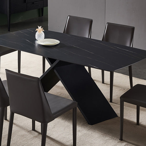 Contemporary Rectangle Dining Table Double Pedestal Furniture for Dining Room Clearhalo ' dining_table' 'Dining Tables & Seating' 'Dining Tables' 'furn' 'furn_dining_table' 'Furniture' 'furniture_dining_table' 'Kitchen & Dining Furniture' 'kitchen&dining_furn' 'kitchen' 'kitchen_dining_table' 4133796
