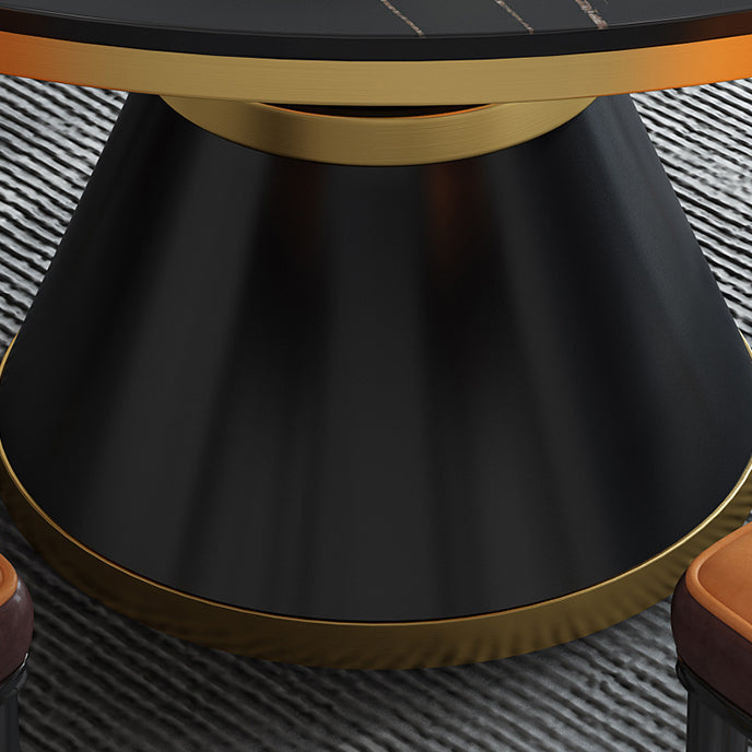 Glam Sintered Stone Top Table Round Kitchen Dining Table with Pedestal Base Clearhalo ' dining_table' 'Dining Tables & Seating' 'Dining Tables' 'furn' 'furn_dining_table' 'Furniture' 'furniture_dining_table' 'Kitchen & Dining Furniture' 'kitchen&dining_furn' 'kitchen' 'kitchen_dining_table' 4133821