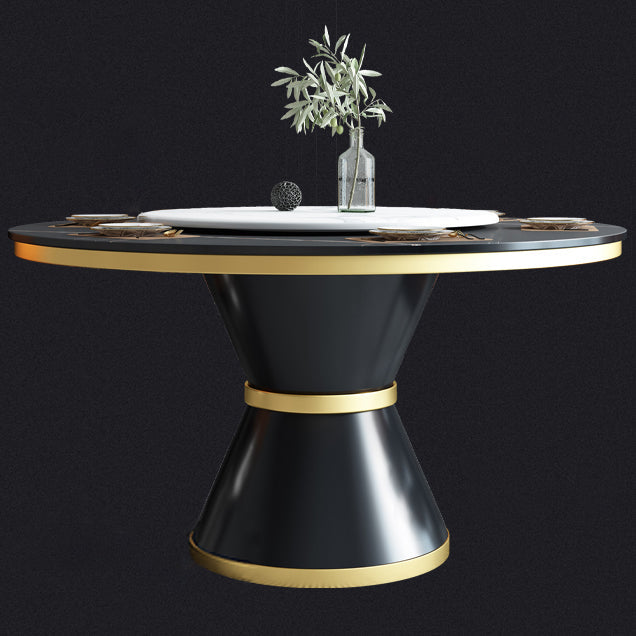 Glam Sintered Stone Top Table Round Kitchen Dining Table with Pedestal Base Clearhalo ' dining_table' 'Dining Tables & Seating' 'Dining Tables' 'furn' 'furn_dining_table' 'Furniture' 'furniture_dining_table' 'Kitchen & Dining Furniture' 'kitchen&dining_furn' 'kitchen' 'kitchen_dining_table' 4133824