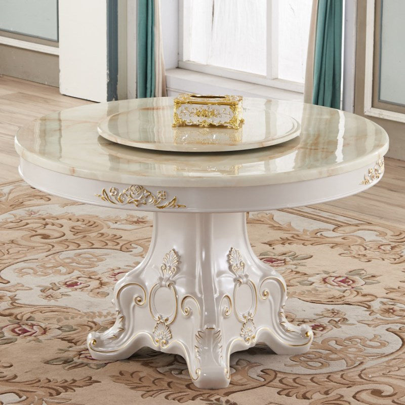 Solid Wood Victorian Round Table White Marble Top Table with Pedestal Clearhalo ' dining_table' 'Dining Tables & Seating' 'Dining Tables' 'furn' 'furn_dining_table' 'Furniture' 'furniture_dining_table' 'Kitchen & Dining Furniture' 'kitchen&dining_furn' 'kitchen' 'kitchen_dining_table' 4133831