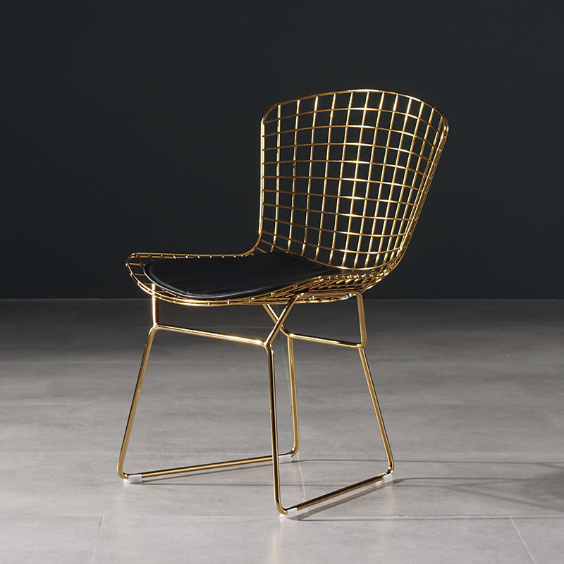 Glam Metal Dining Side Chair Dining Room Cross Back Armless Upholstered Chair Black 1 Piece Clearhalo ' kitchen&dining_furn' 'Dining Chairs' 'Dining Tables & Seating' 'dining_chair' 'furn' 'furn_dining_chair' 'Furniture' 'furniture_dining_chair' 'Kitchen & Dining Furniture' 'kitchen' 4139642