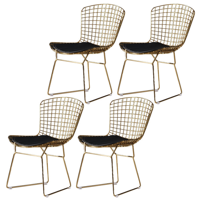 Glam Metal Dining Side Chair Dining Room Cross Back Armless Upholstered Chair Black 4 Piece Set Clearhalo ' kitchen&dining_furn' 'Dining Chairs' 'Dining Tables & Seating' 'dining_chair' 'furn' 'furn_dining_chair' 'Furniture' 'furniture_dining_chair' 'Kitchen & Dining Furniture' 'kitchen' 4139645