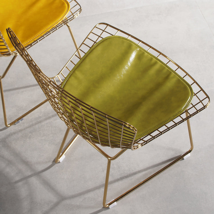 Glam Metal Dining Side Chair Dining Room Cross Back Armless Upholstered Chair Clearhalo ' kitchen&dining_furn' 'Dining Chairs' 'Dining Tables & Seating' 'dining_chair' 'furn' 'furn_dining_chair' 'Furniture' 'furniture_dining_chair' 'Kitchen & Dining Furniture' 'kitchen' 4139646