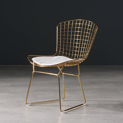 Glam Metal Dining Side Chair Dining Room Cross Back Armless Upholstered Chair White 1 Piece Clearhalo ' kitchen&dining_furn' 'Dining Chairs' 'Dining Tables & Seating' 'dining_chair' 'furn' 'furn_dining_chair' 'Furniture' 'furniture_dining_chair' 'Kitchen & Dining Furniture' 'kitchen' 4139647