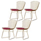 Glam Metal Dining Side Chair Dining Room Cross Back Armless Upholstered Chair Rose Red 4 Piece Set Clearhalo ' kitchen&dining_furn' 'Dining Chairs' 'Dining Tables & Seating' 'dining_chair' 'furn' 'furn_dining_chair' 'Furniture' 'furniture_dining_chair' 'Kitchen & Dining Furniture' 'kitchen' 4139663