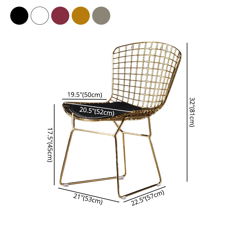 Glam Metal Dining Side Chair Dining Room Cross Back Armless Upholstered Chair Clearhalo ' kitchen&dining_furn' 'Dining Chairs' 'Dining Tables & Seating' 'dining_chair' 'furn' 'furn_dining_chair' 'Furniture' 'furniture_dining_chair' 'Kitchen & Dining Furniture' 'kitchen' 4139668