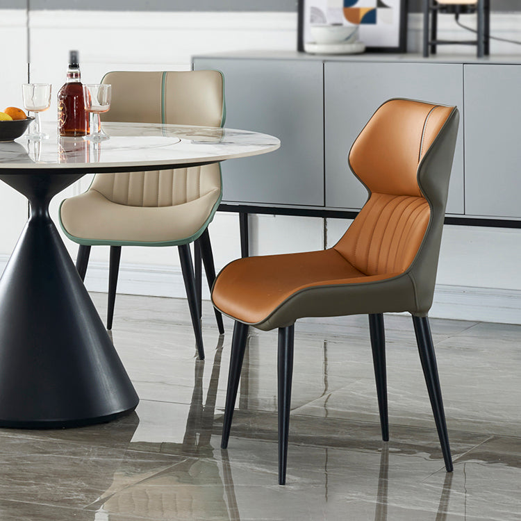Modern Home Dining Side Chair Leather Armless Dining Chairs (Set of 2) Clearhalo ' kitchen&dining_furn' 'Dining Chairs' 'Dining Tables & Seating' 'dining_chair' 'furn' 'furn_dining_chair' 'Furniture' 'furniture_dining_chair' 'Kitchen & Dining Furniture' 'kitchen' 4139701