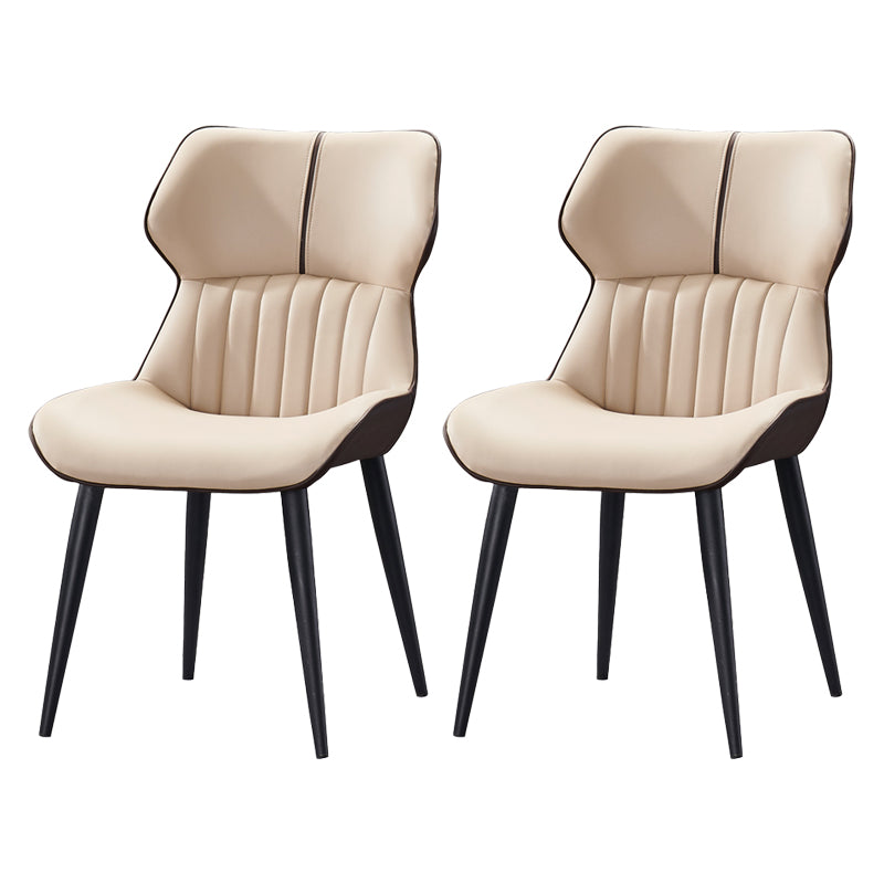 Modern Home Dining Side Chair Leather Armless Dining Chairs (Set of 2) Brown-Yellow Clearhalo ' kitchen&dining_furn' 'Dining Chairs' 'Dining Tables & Seating' 'dining_chair' 'furn' 'furn_dining_chair' 'Furniture' 'furniture_dining_chair' 'Kitchen & Dining Furniture' 'kitchen' 4139702