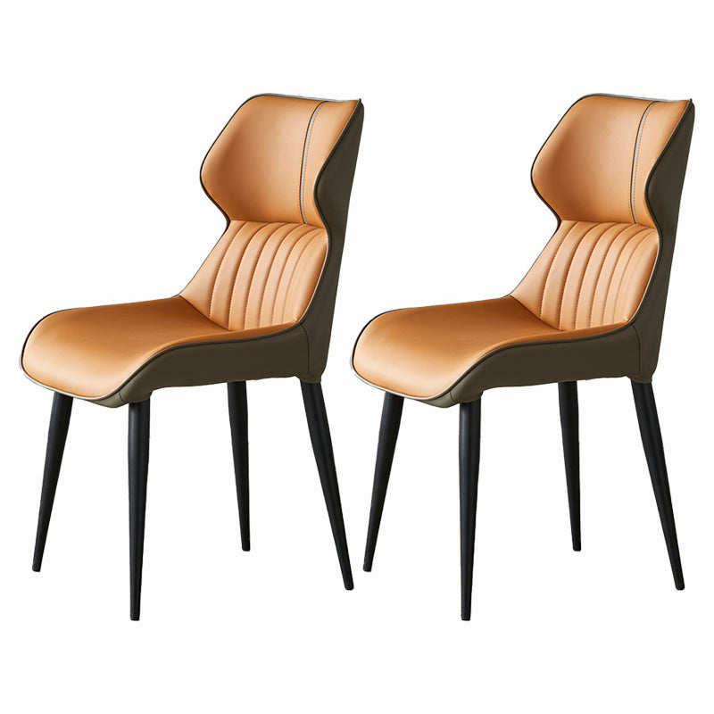 Modern Home Dining Side Chair Leather Armless Dining Chairs (Set of 2) Gold-Brown Clearhalo ' kitchen&dining_furn' 'Dining Chairs' 'Dining Tables & Seating' 'dining_chair' 'furn' 'furn_dining_chair' 'Furniture' 'furniture_dining_chair' 'Kitchen & Dining Furniture' 'kitchen' 4139705