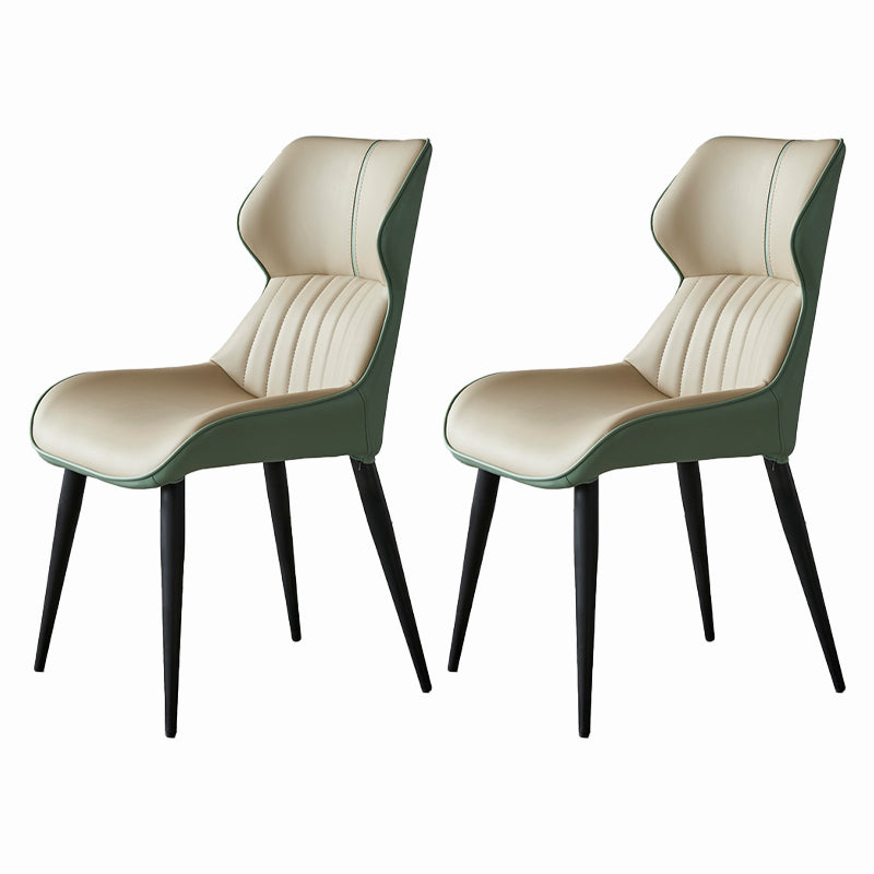 Modern Home Dining Side Chair Leather Armless Dining Chairs (Set of 2) Beige-Green Clearhalo ' kitchen&dining_furn' 'Dining Chairs' 'Dining Tables & Seating' 'dining_chair' 'furn' 'furn_dining_chair' 'Furniture' 'furniture_dining_chair' 'Kitchen & Dining Furniture' 'kitchen' 4139709