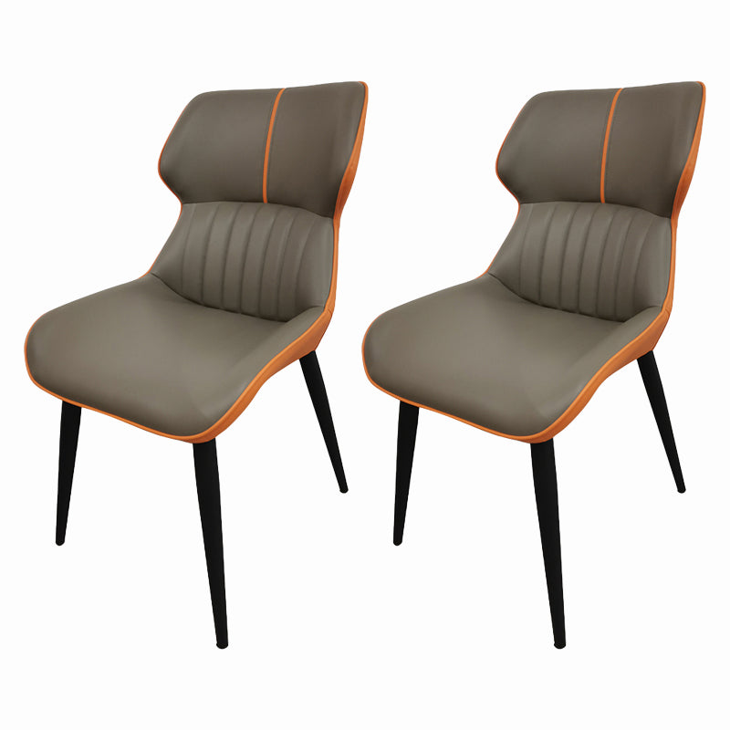 Modern Home Dining Side Chair Leather Armless Dining Chairs (Set of 2) Orange-Gray Clearhalo ' kitchen&dining_furn' 'Dining Chairs' 'Dining Tables & Seating' 'dining_chair' 'furn' 'furn_dining_chair' 'Furniture' 'furniture_dining_chair' 'Kitchen & Dining Furniture' 'kitchen' 4139711