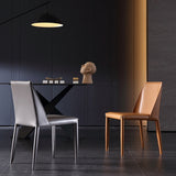 Contemporary Style Leather Dining Chairs Solid Back Armless Chairs for Home Use (Set of 2) Clearhalo ' kitchen&dining_furn' 'Dining Chairs' 'Dining Tables & Seating' 'dining_chair' 'furn' 'furn_dining_chair' 'Furniture' 'furniture_dining_chair' 'Kitchen & Dining Furniture' 'kitchen' 4139721