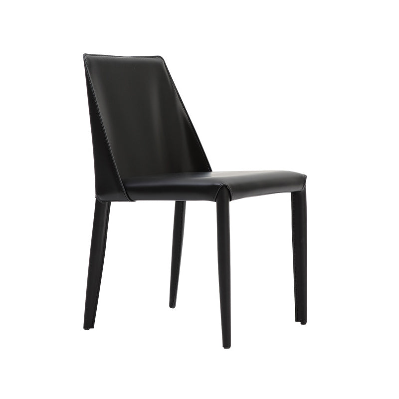 Contemporary Style Leather Dining Chairs Solid Back Armless Chairs for Home Use (Set of 2) Clearhalo ' kitchen&dining_furn' 'Dining Chairs' 'Dining Tables & Seating' 'dining_chair' 'furn' 'furn_dining_chair' 'Furniture' 'furniture_dining_chair' 'Kitchen & Dining Furniture' 'kitchen' 4139724