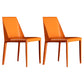 Contemporary Style Leather Dining Chairs Solid Back Armless Chairs for Home Use (Set of 2) Orange Clearhalo ' kitchen&dining_furn' 'Dining Chairs' 'Dining Tables & Seating' 'dining_chair' 'furn' 'furn_dining_chair' 'Furniture' 'furniture_dining_chair' 'Kitchen & Dining Furniture' 'kitchen' 4139727