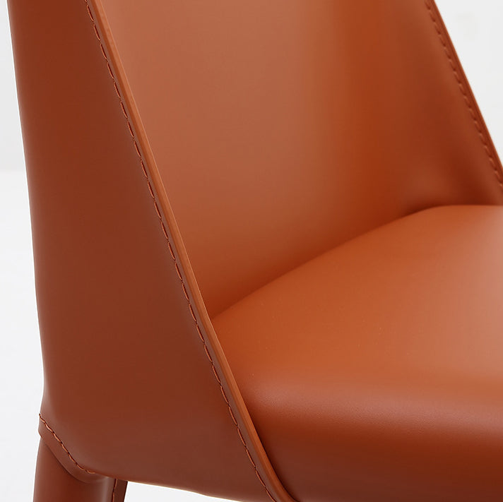 Contemporary Style Leather Dining Chairs Solid Back Armless Chairs for Home Use (Set of 2) Clearhalo ' kitchen&dining_furn' 'Dining Chairs' 'Dining Tables & Seating' 'dining_chair' 'furn' 'furn_dining_chair' 'Furniture' 'furniture_dining_chair' 'Kitchen & Dining Furniture' 'kitchen' 4139728