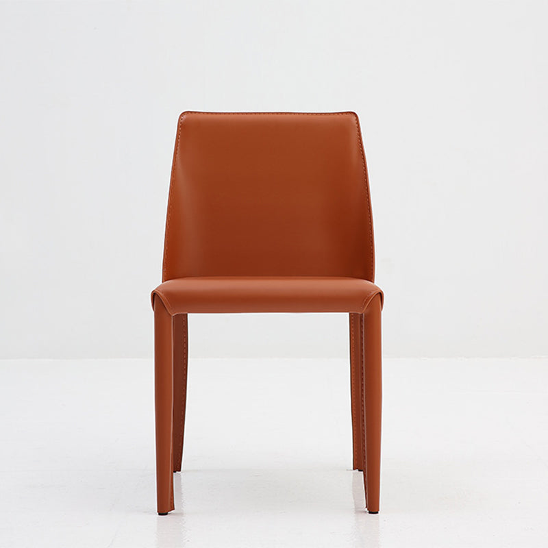 Contemporary Style Leather Dining Chairs Solid Back Armless Chairs for Home Use (Set of 2) Clearhalo ' kitchen&dining_furn' 'Dining Chairs' 'Dining Tables & Seating' 'dining_chair' 'furn' 'furn_dining_chair' 'Furniture' 'furniture_dining_chair' 'Kitchen & Dining Furniture' 'kitchen' 4139733