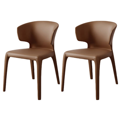 Modern Leather Dining Room Chair Wingback Arm Chair for Home Use (Set of 2) Brown Clearhalo ' kitchen&dining_furn' 'Dining Chairs' 'Dining Tables & Seating' 'dining_chair' 'furn' 'furn_dining_chair' 'Furniture' 'furniture_dining_chair' 'Kitchen & Dining Furniture' 'kitchen' 4139740