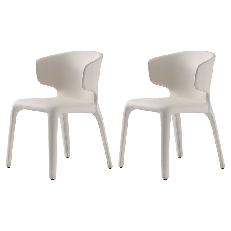 Modern Leather Dining Room Chair Wingback Arm Chair for Home Use (Set of 2) Off-White Clearhalo ' kitchen&dining_furn' 'Dining Chairs' 'Dining Tables & Seating' 'dining_chair' 'furn' 'furn_dining_chair' 'Furniture' 'furniture_dining_chair' 'Kitchen & Dining Furniture' 'kitchen' 4139744