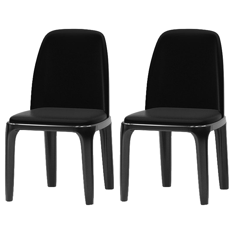 Matte Finish Industrial Side Chair Parsons Leather Dining Chair (Set of 2) Black Clearhalo ' kitchen&dining_furn' 'Dining Chairs' 'Dining Tables & Seating' 'dining_chair' 'furn' 'furn_dining_chair' 'Furniture' 'furniture_dining_chair' 'Kitchen & Dining Furniture' 'kitchen' 4139753