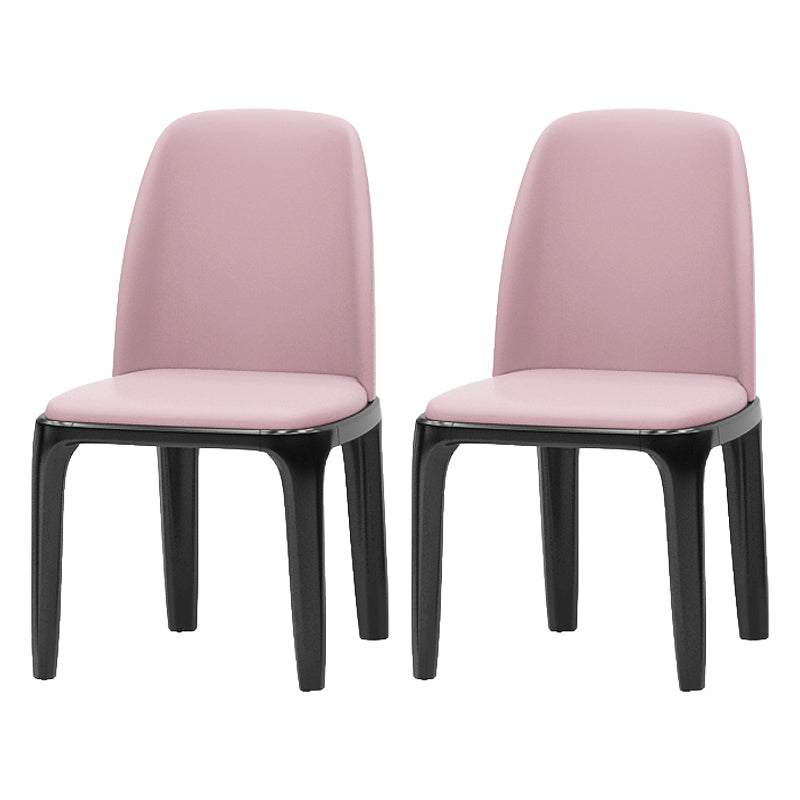 Matte Finish Industrial Side Chair Parsons Leather Dining Chair (Set of 2) Pink Clearhalo ' kitchen&dining_furn' 'Dining Chairs' 'Dining Tables & Seating' 'dining_chair' 'furn' 'furn_dining_chair' 'Furniture' 'furniture_dining_chair' 'Kitchen & Dining Furniture' 'kitchen' 4139759