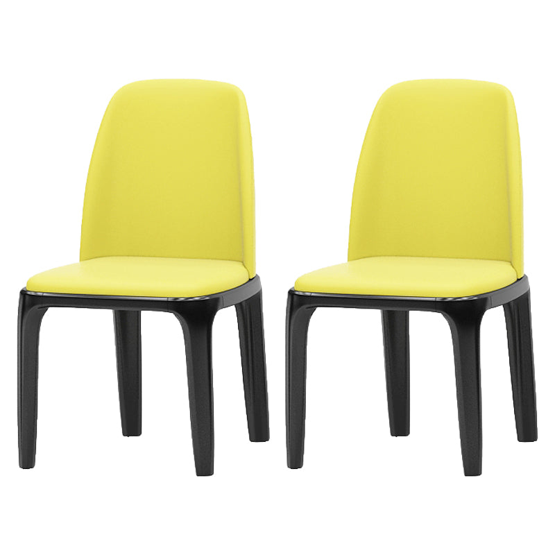 Matte Finish Industrial Side Chair Parsons Leather Dining Chair (Set of 2) Yellow Clearhalo ' kitchen&dining_furn' 'Dining Chairs' 'Dining Tables & Seating' 'dining_chair' 'furn' 'furn_dining_chair' 'Furniture' 'furniture_dining_chair' 'Kitchen & Dining Furniture' 'kitchen' 4139760