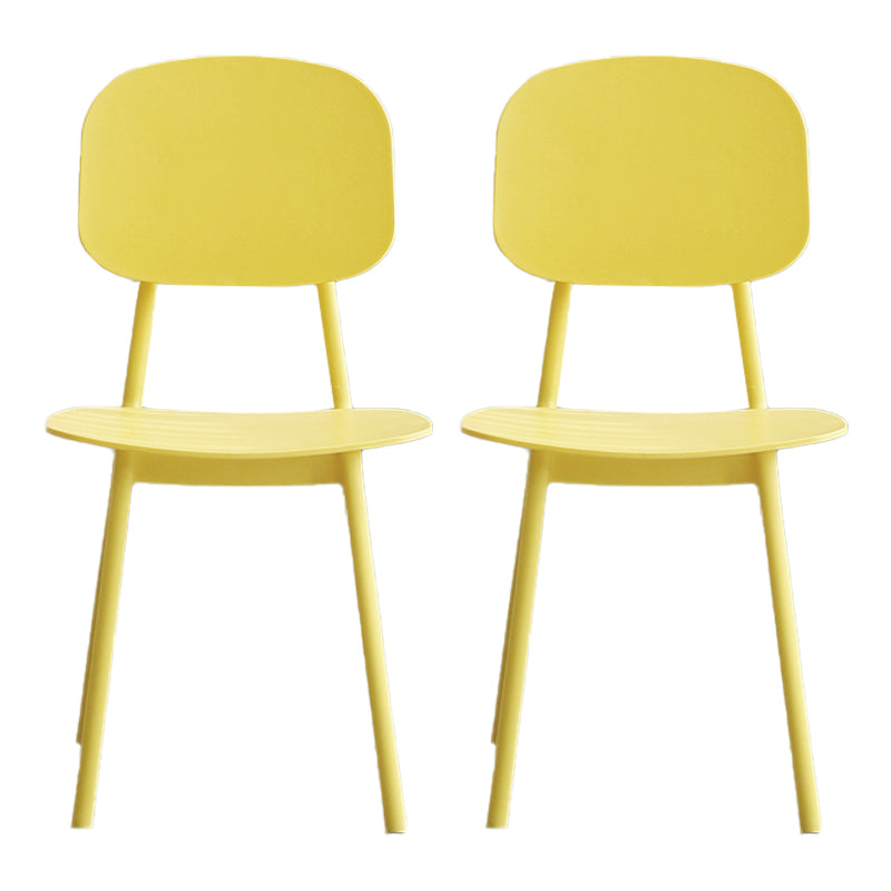 Scandinavian Style Open Back Dining Side Chair Plastic Dining Armless Chair Yellow 2 Piece Set Clearhalo ' kitchen&dining_furn' 'Dining Chairs' 'Dining Tables & Seating' 'dining_chair' 'furn' 'furn_dining_chair' 'Furniture' 'furniture_dining_chair' 'Kitchen & Dining Furniture' 'kitchen' 4139799
